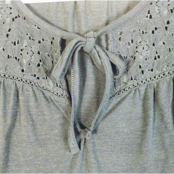 Old Navy Top Women's M Long Bell Sleeve Round Tie Neck Embroidered Forest Green - Picture 3 of 10